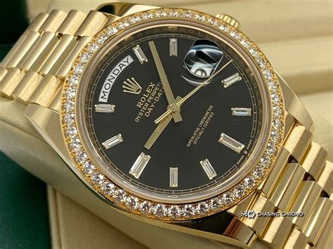 rolex day date diamond|Rolex diamond bezel price.